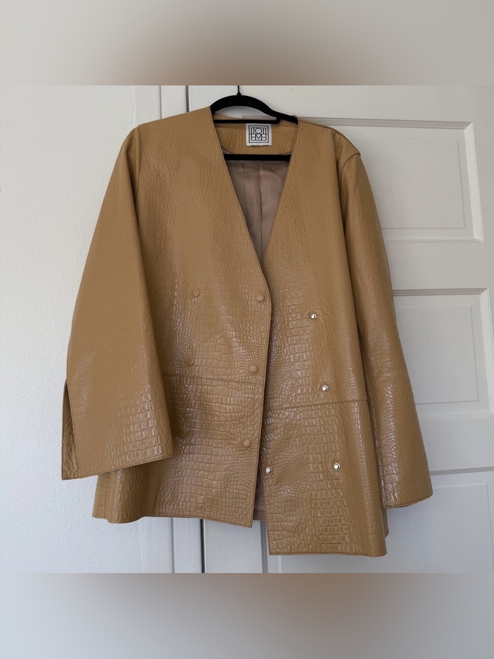 Toteme Croc-Embossed leather blazer in the color cashew
